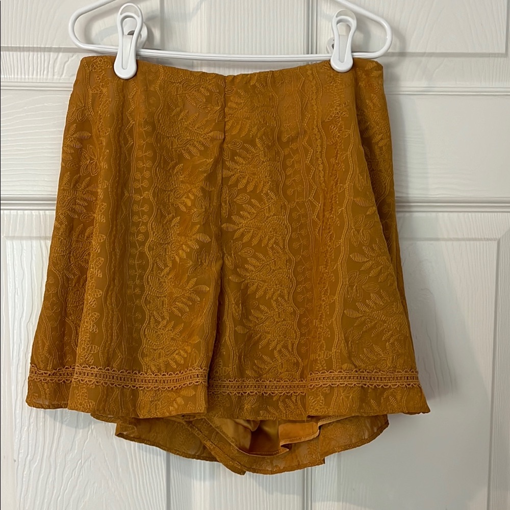 Finders Keepers High Waist Marigold Lace Embroidered Shorts